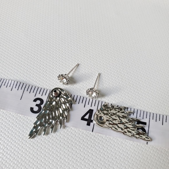 Angel Wings Double Sided Earrings 2 in One - Picture 4 of 4
